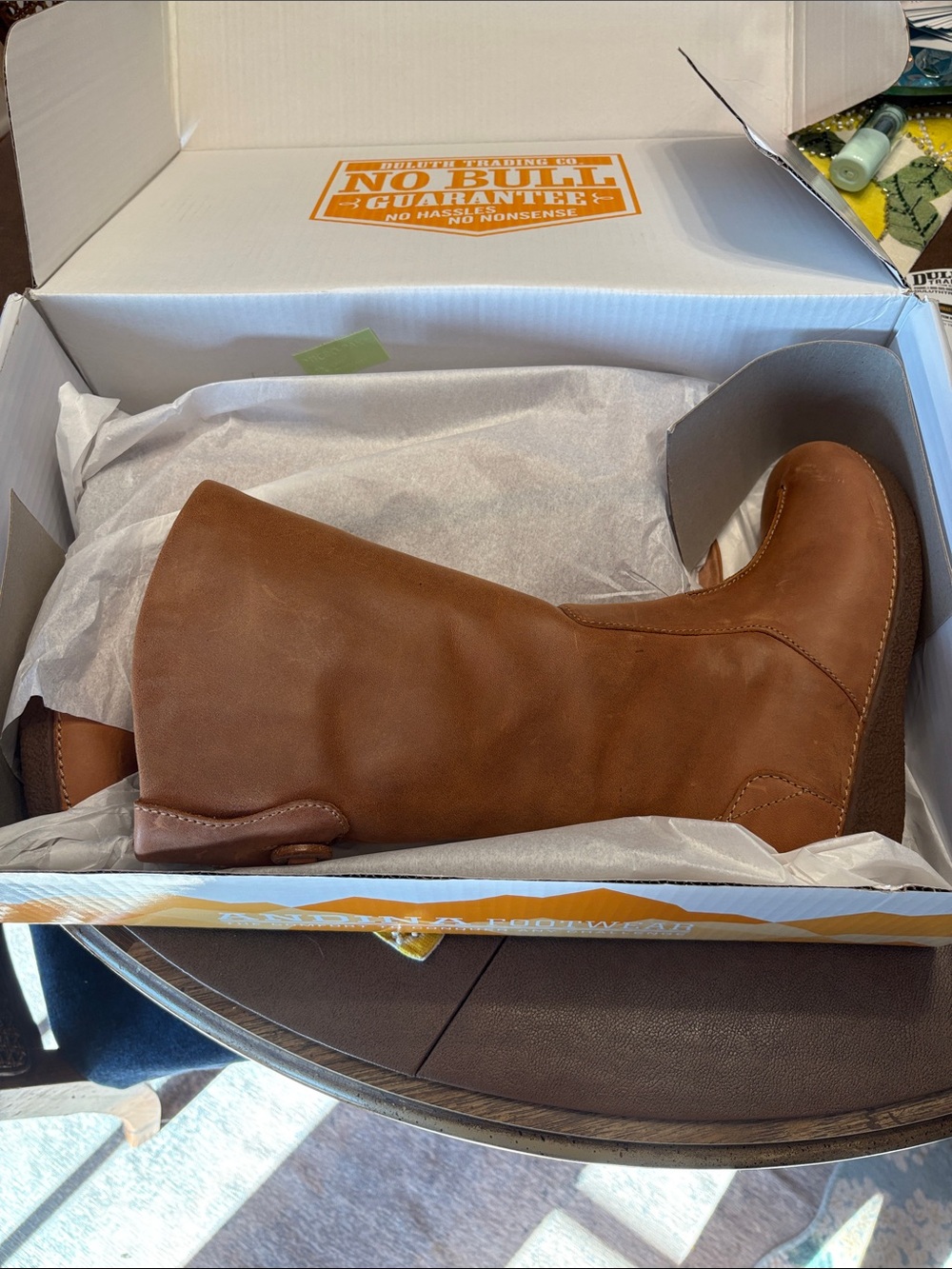 Duluth Trading Co Tall Chestnut Brown Leather Riding Boots